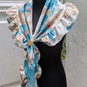PICO FLOR TURQUESA Y BEIGE